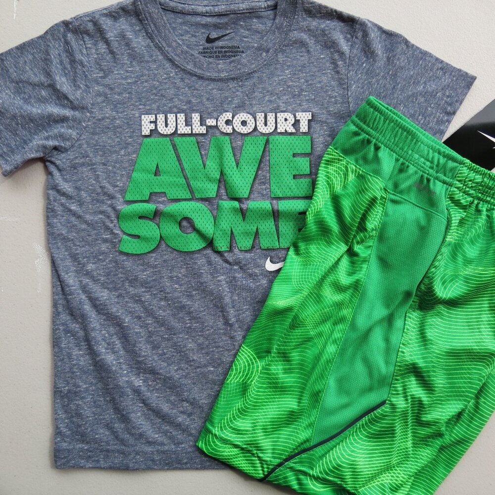 Nike Boys Size 6 ~ Summer Dri-fit Shorts & T-Shirts Orange Blue Black Green - Picture 2 of 5